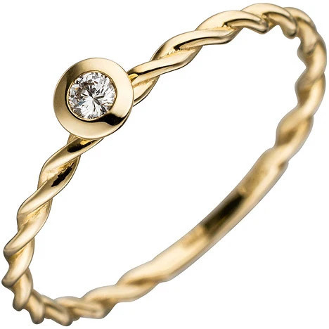 Colfem Ring 585 Gelbgold, Diamant, Brillant, Damen, Ringgröße 50 - Bild 1