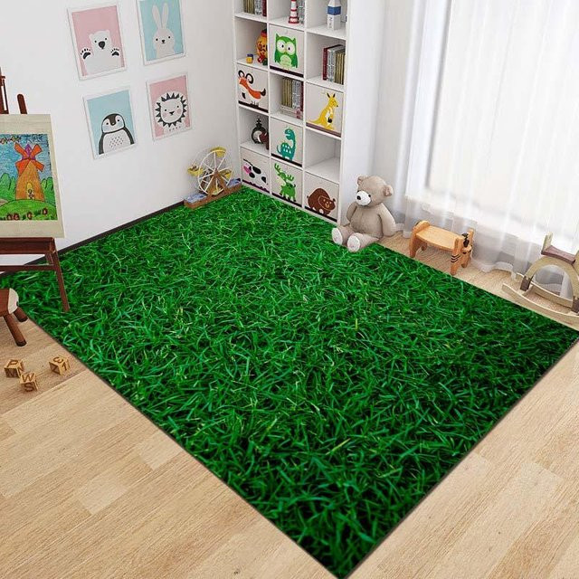 UQIDEHOME Fußballfeld Teppich in Grün für Kinderzimmer, Wohnzimmer und Schlafzimmer, B/T: 160 x 230 cm - Bild 1