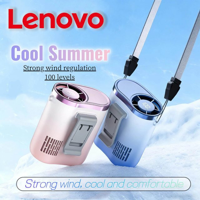 Lenovo Tragbarer Nackenventilator mit 100 Leistungsstufen in Pink - Bild 1