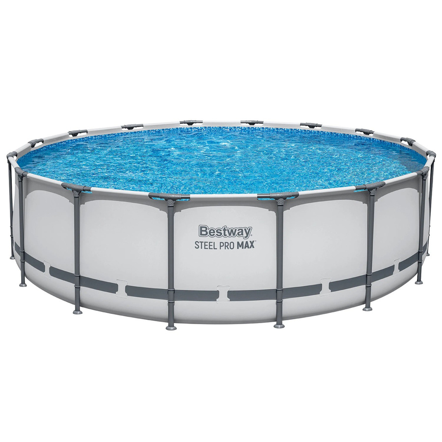 Bestway Solo Pool Steel Pro MAX Rundpool mit Stahlwand in Lichtgrau Durchmesser: 488 cm, Höhe: 122 cm - Bild 2