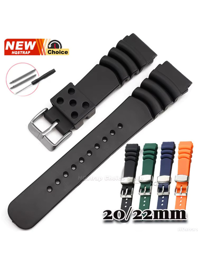 HQstrap Uhrenarmband Silikon, Schwarz, 20mm 22mm, Unisex - Bild 4
