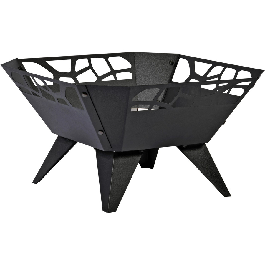 Dobar Design-Feuerschale viereckig in Schwarz mit Funkenschutz für Holzfeuer - Bild 2