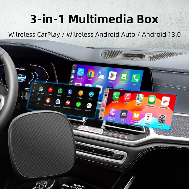 EzoneTronics CarPlay Android Ai Box Schwarz: Kabellose Umwandlung mit Octa-Core, HDMI-Ausgang und Optionen für 4G+64G oder 8G+128G Speicher sowie Plug-and-Play Unterstützung - Bild 1