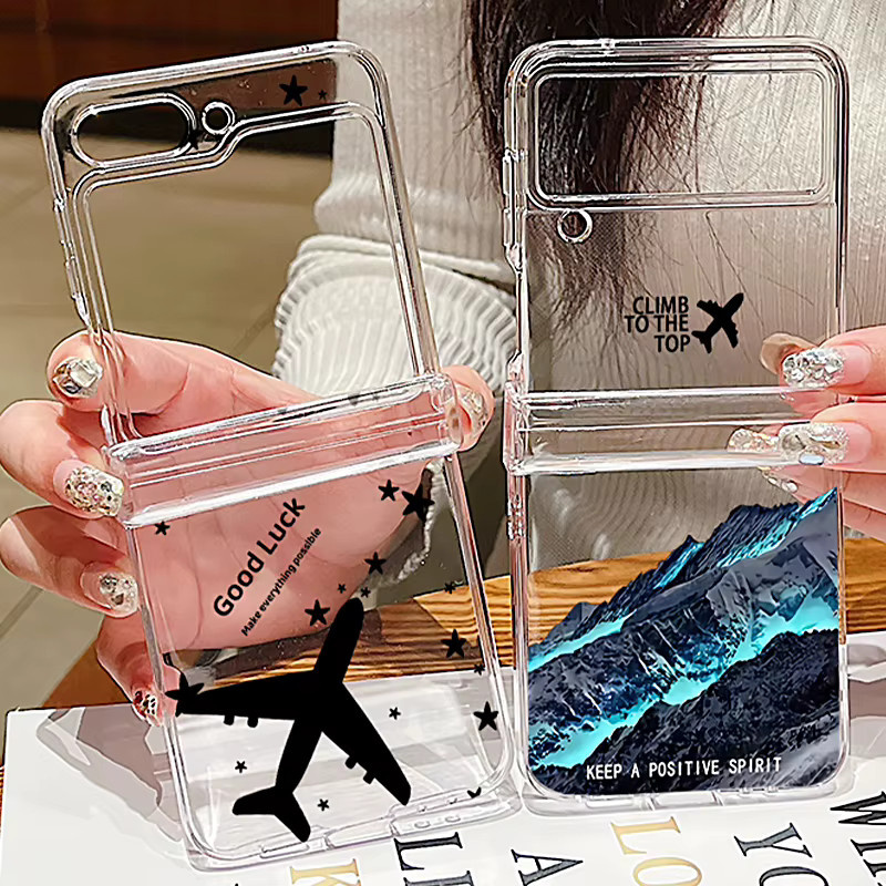MOESOE Schutzhülle mit Schnee Berg Flugzeug Motiv für Samsung Galaxy Z Flip 7, Z Flip 6 und Z Flip 5, transparent - Bild 3