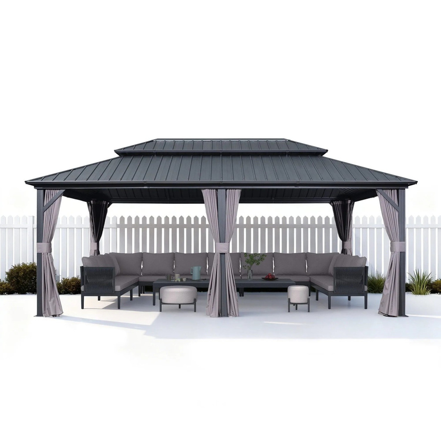 Purple Leaf Gartenpavillon mit Moskitonetz und verzinktem Stahl in Grau und Purple, B/T/H: 600 x 365 x 305 cm - Bild 2