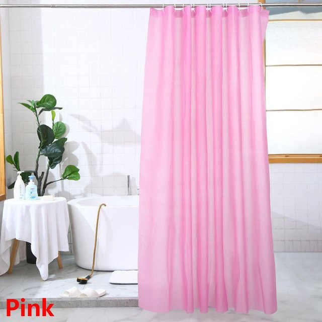 FSkangsheng Duschvorhang aus PEVA in Rosa, wasserdicht und schimmelresistent mit Ösen - Bild 1