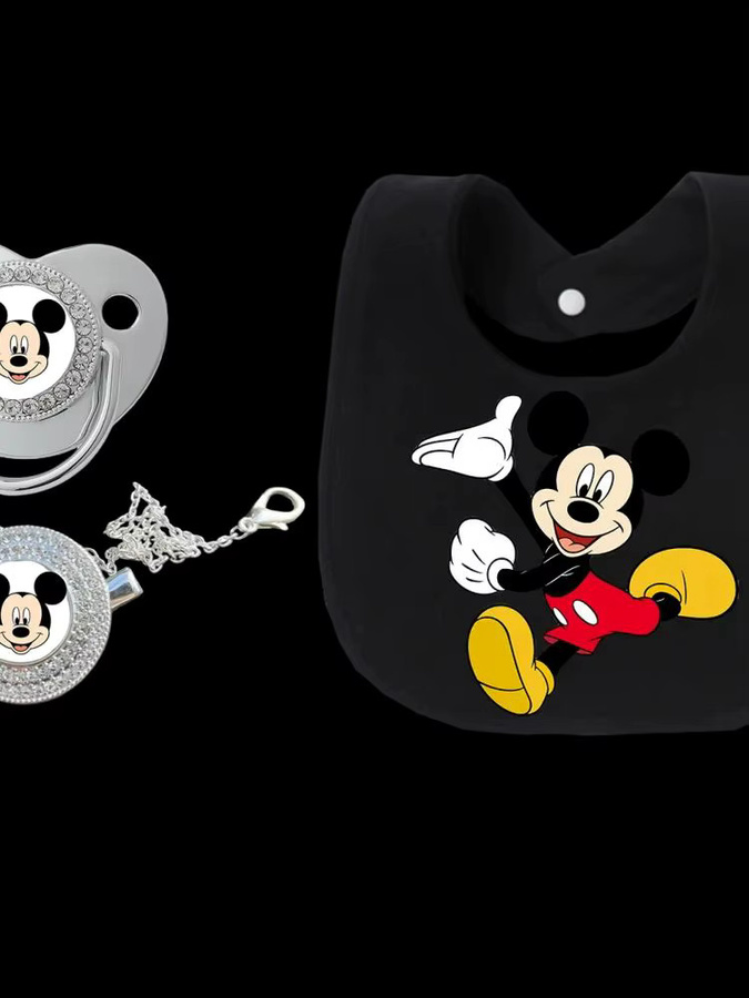 Disney Baby-Set mit Schnuller, Schnullerhalter und Lätzchen in Blau und Schwarz für Jungen und Mädchen (0–8 Monate) - Bild 2