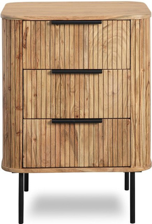 WOLFMÖBEL Kommode aus massiver Akazie und Eisen in Grau und Braun, B/T/H: 80 x 37 x 45 cm
