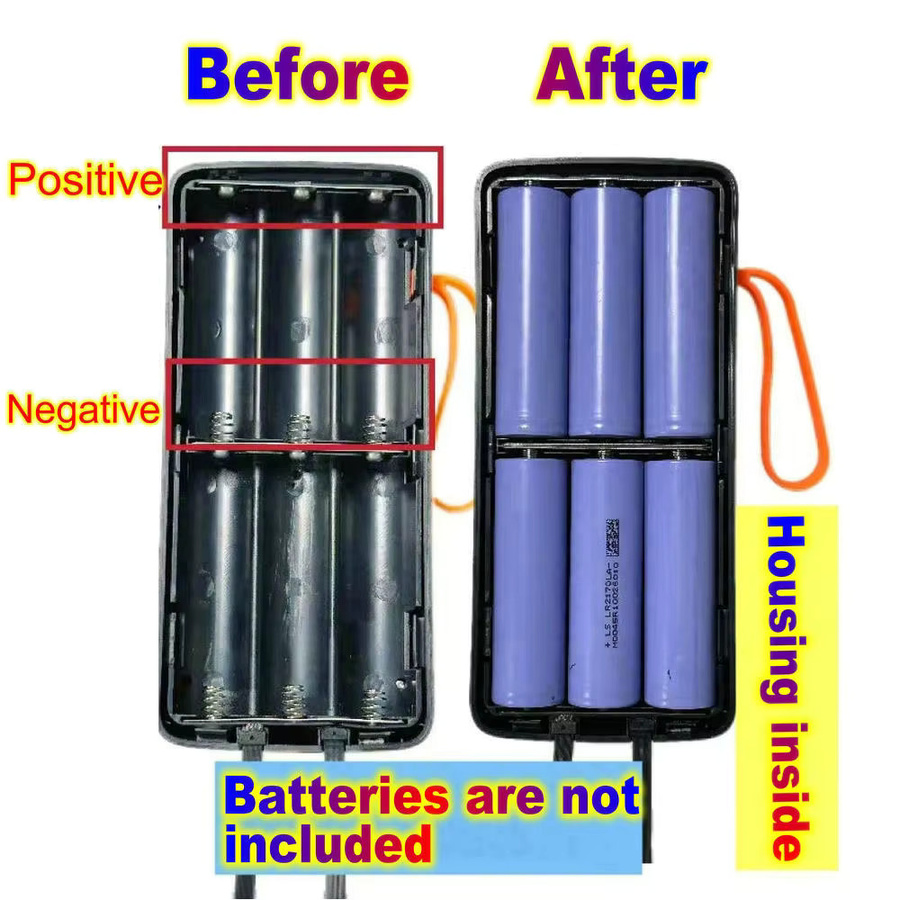 ifew Powerbank-Gehäuse für 21700 Akkus, 45W DIY Mobile Stromversorgung in Schwarz - Bild 5