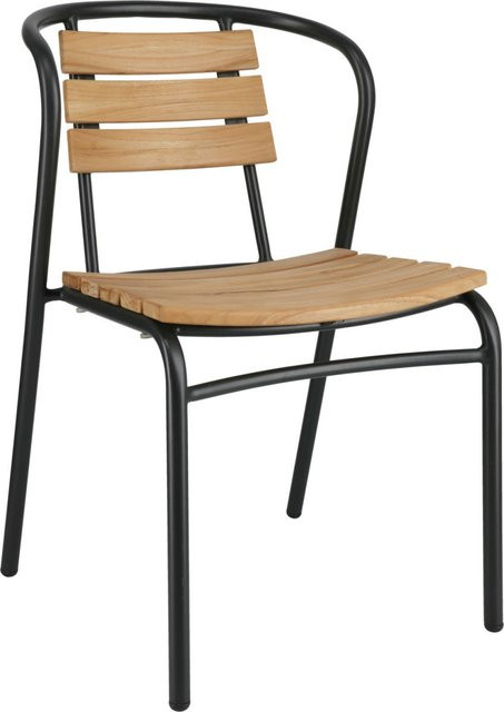 VEGA Outdoor-Teakstuhl Zolia Set aus 2 Stück, Sitz braun und Gestell schwarz, B/T/H: 51 x 50 x 82 cm - Bild 1
