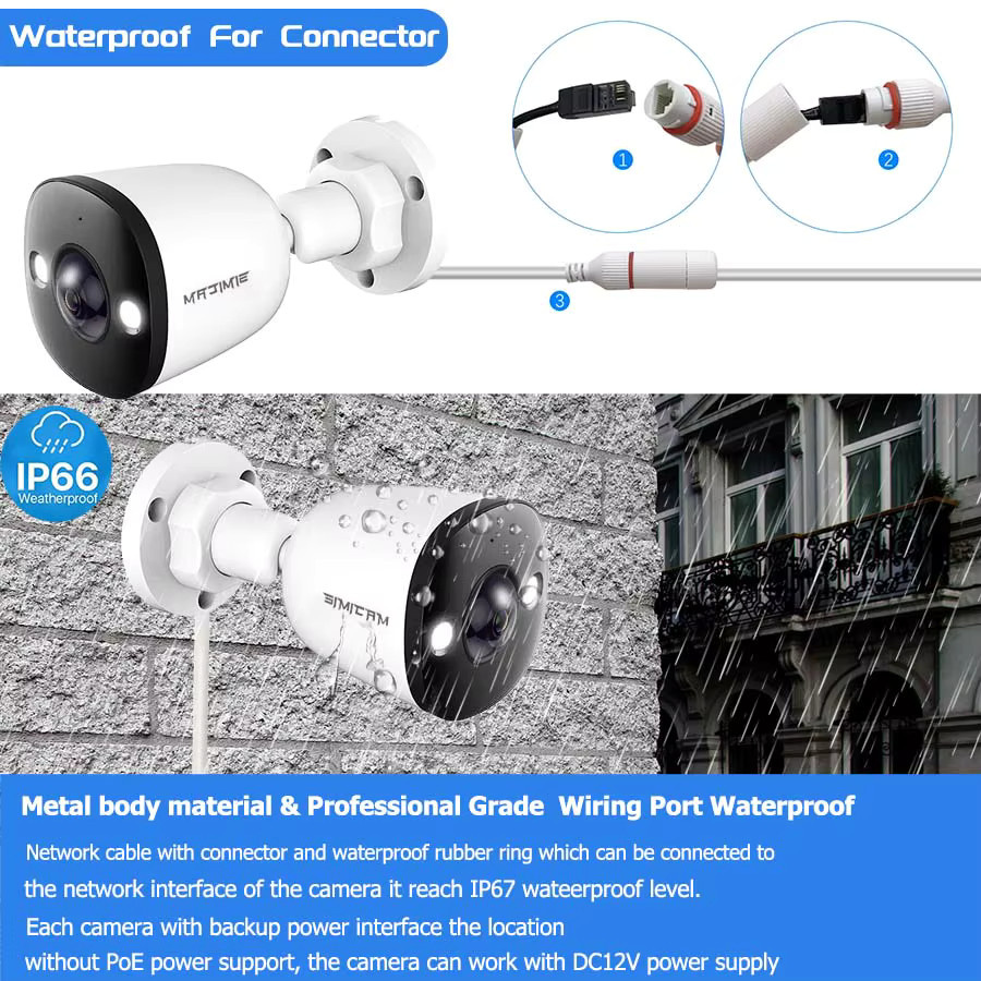 SIMICAM 4K 8MP PoE IP Überwachungskamera mit Weitwinkel-Objektiv, Farbnachtsicht und Smart Alarm, Weiß - Bild 2