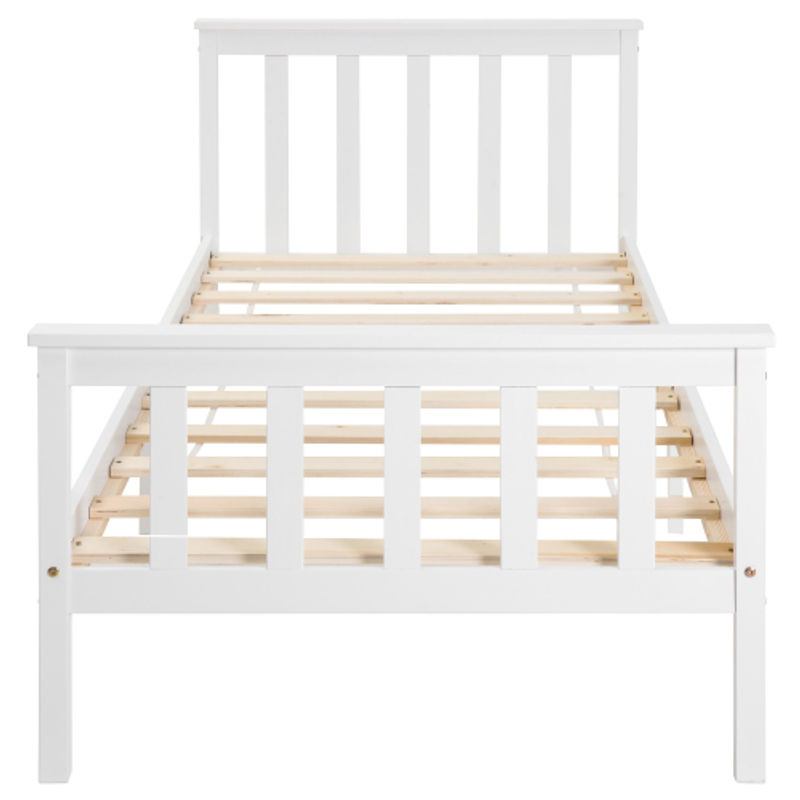 Aosom Einzelbett in Weiß mit Kopfteil und Lattenrost im minimalistischen Design, B/T/H: 90 x 200 cm - Bild 2