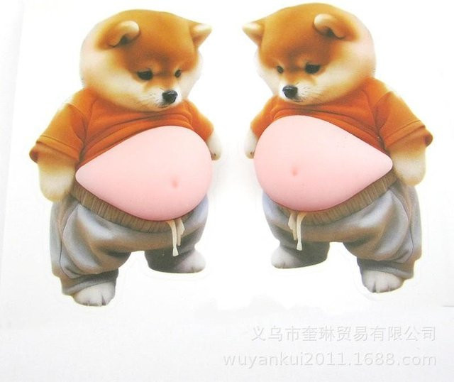 Fashnics Shiba Inu Hund Bauch Aufkleber Quetschspielzeug, Silikon, beige - Bild 1