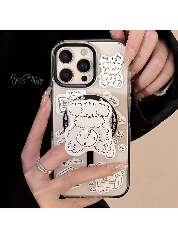 MUQGEW Magnetische iPhone Handyhülle mit Cartoon-Welpen-Design, stoßfeste Schutzhülle in Transparent, passend für iPhone 16, 15, 14, 13, 12 Pro Max - Bild 6