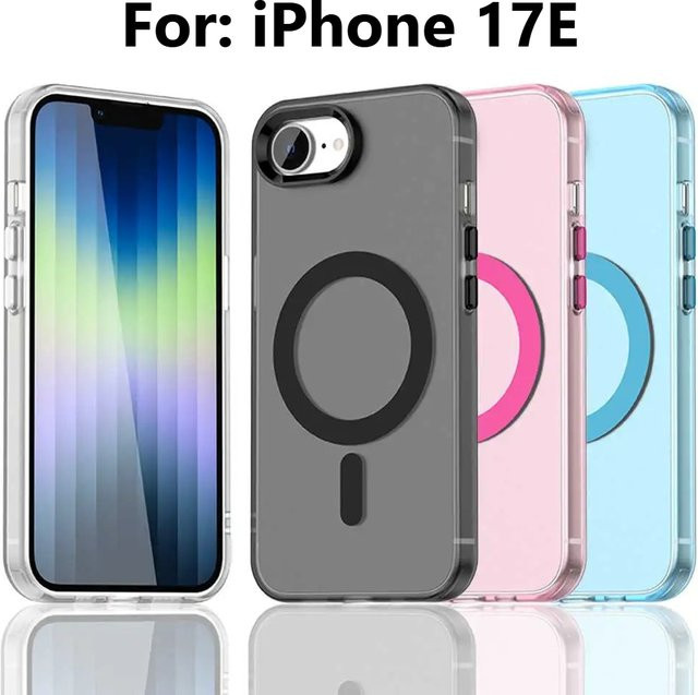 Transparente MagSafe Ladehülle für Apple iPhone 17E und iPhone 16E in Candy-Farben mit Soft-Touch-Gefühl und Kameraschutz - Bild 1