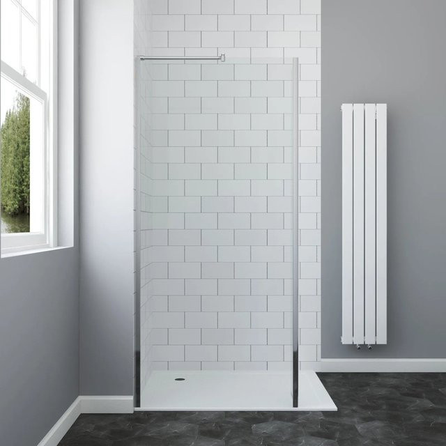 Aquabatos Walk-in Duschwand aus ESG Klarglas mit Chromoptik, Breite: 80 cm, Höhe: 190 cm - Bild 1