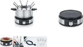 Severin Fondue-Crêpes-Kombination FO 2471 in Schwarz und Edelstahl mit stufenlosem Temperaturregler und Gabel-Set - Bild 4