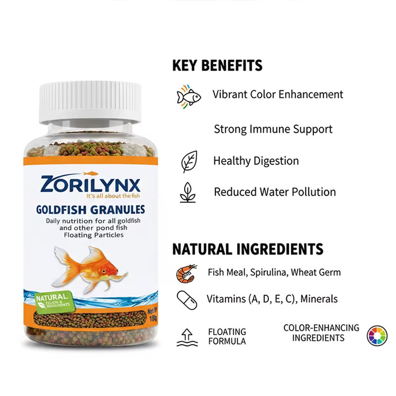ZORILYNX Goldfischfutter in Granulatform mit Fütterungsring, natürliche schwimmende Partikel für Teichfische, 150g - Bild 3