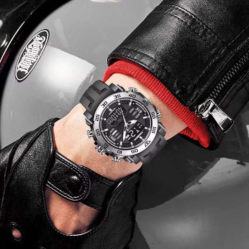 George Foxbox Armbanduhr, Quarz, Analog-Digital, Kunststoff, Edelstahl, Schwarz, Herren - Bild 2