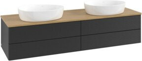 V&B Waschtischunterschrank Antao mit Frontstruktur in Eiche Honigbraun, B: 160 cm, T: 50 cm - Bild 1