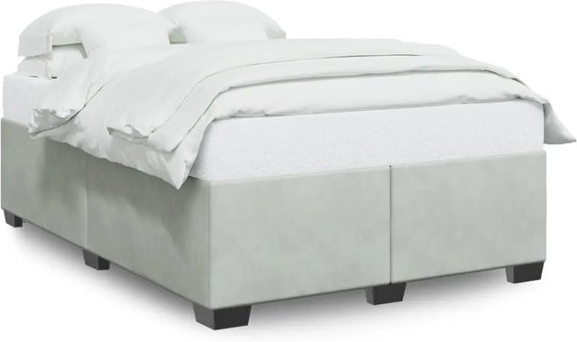vidaXL Bettgestell aus Samt in Hellgrau, B/T/H: 140 x 200 cm - Bild 1