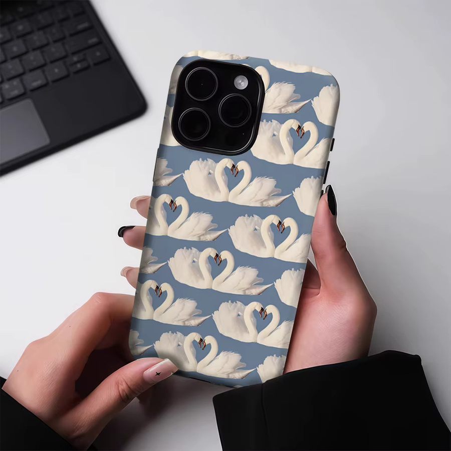 Potdemiel Schwanenherz-Paar Handyhülle für iPhone 17 16 15 14 13 Pro Max Plus Magnetische Robuste Hülle - Bild 2