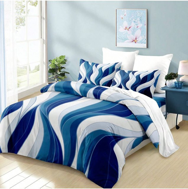 Lodestar 3-teiliges Bettbezug-Set aus Mikrofaser mit rot-weiß gestreiftem Design, B/H: 260 x 220 cm - Bild 1