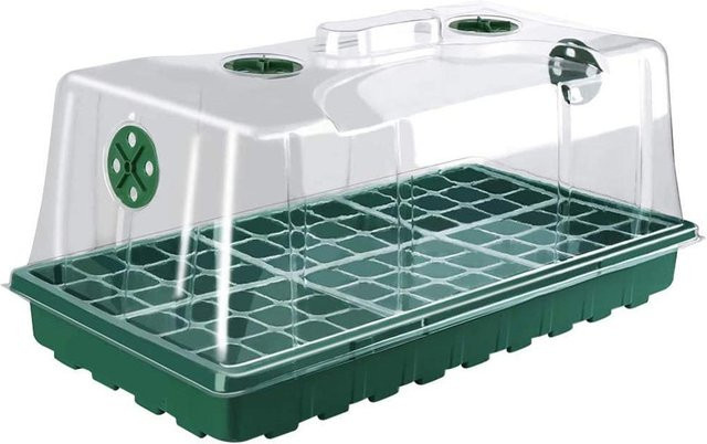 TOMTOP JMS 6er Set Anzuchtkasten mit 12 Löchern, Basis und Abdeckung, Weiß/Grün - Bild 1