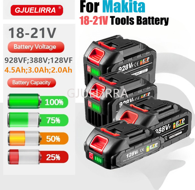 Wiederaufladbarer Lithium-Ionen-Akku 21V 4,5Ah für Makita 18V Elektrowerkzeuge in Schwarz - Bild 1