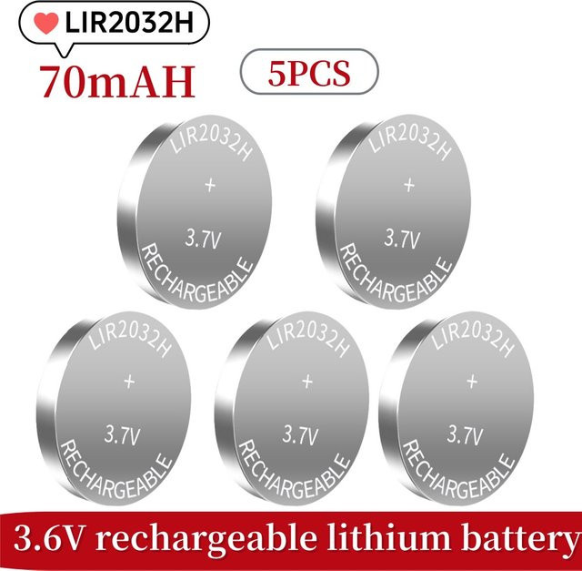 SCRCEO LIR2032H Lithium-Ionen Akku Knopfzelle 3,7 V 70 mAh Farbe Silber - Bild 1