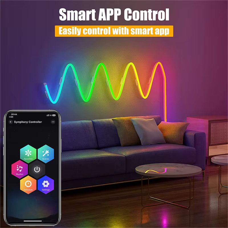Acosh RGBIC Neon LED Streifen mit Bluetooth, USB-Anschluss und Musik-Sync, flexibles Dreamcolor Chasing Lichtseil - Bild 4