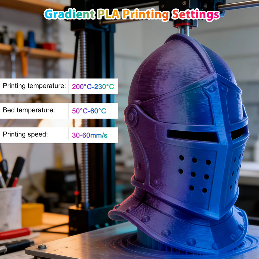 PLA Filament 1,75mm Zweifarbig Blau-Lila für FDM 3D-Drucker, 250g Spule - Bild 4
