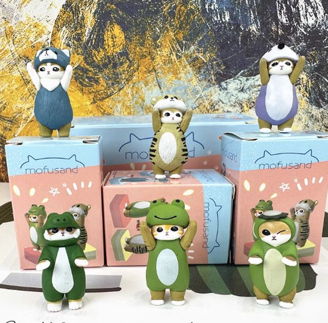 Mofusand Blindbox Actionfigur Orca-Katze in Weiß und Multicolor als Desktop-Dekor - Bild 1