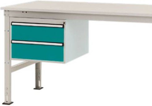 Manuflex ZB4516.5021 Gehäuse-Unterbau Mobil in Blau/Mehrfarbig mit 2 Schubfächern, Nutzhöhe: 30 cm, für Tischtiefe: 100 cm - Bild 1