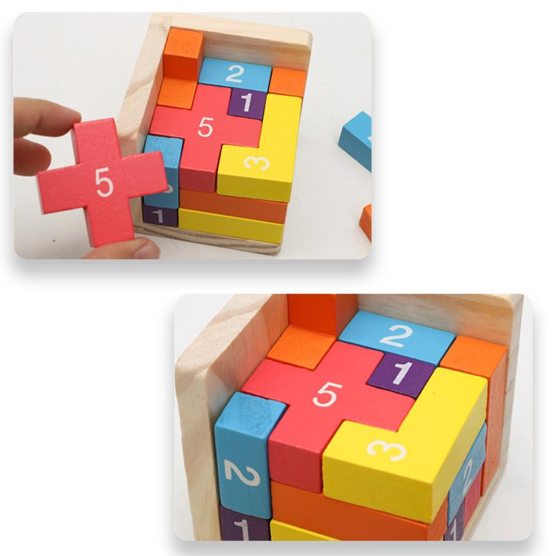 Luban Lock Würfel 3D Puzzle Holz Bunt 3-6J - Bild 2