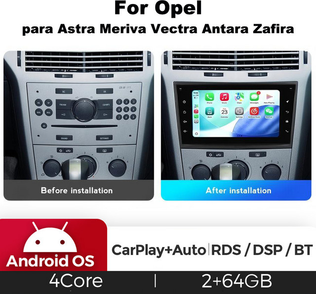 MEKEDE 7-Zoll Autoradio mit Carplay, GPS und WIFI für Opel Astra H J, Vectra, Zafira, Corsa C D, Vivaro und Meriva, Multimedia-Player in Schwarz - Bild 1
