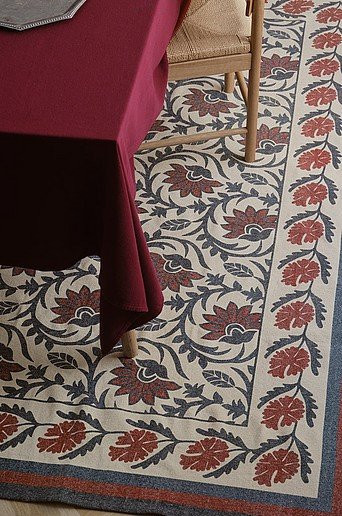 Jotex Baumwollteppich ASTRID in Beige und Multicolour mit floralem Design und rutschfester Oberfläche im skandinavischen Stil - Bild 1