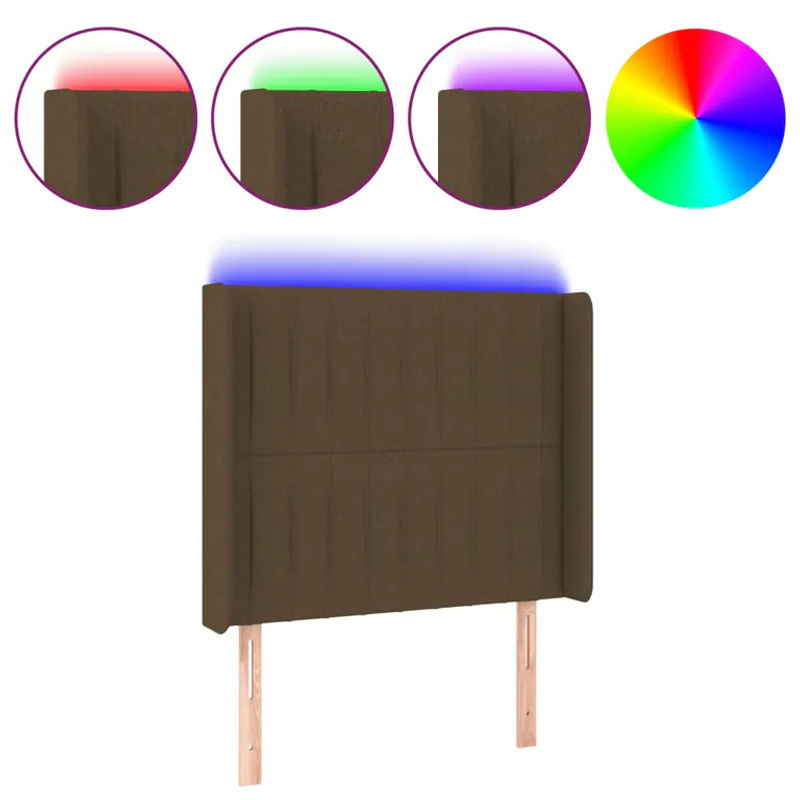 Vidaxl Bettkopfteil mit LED in Dunkelbraun, modernes gepolstertes Design, B/T/H: 83 x 16 x 118/128 cm - Bild 3