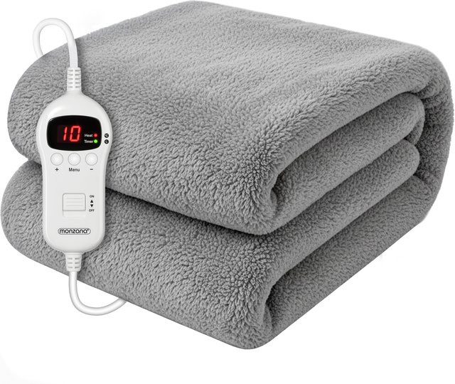 Heizdecke aus Fleece von MONZANA in Grau, Breite: 180 cm, Tiefe: 130 cm - Bild 1