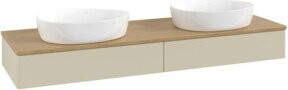 V&B Waschtischunterschrank Antao ohne Frontstruktur mit Beleuchtung in Eiche Honig lackiert B: 160 cm, T: 50 cm - Bild 1