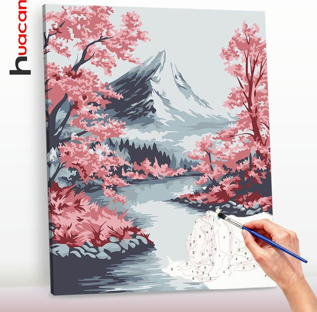 Huacan Landschaftsmalerei nach Zahlen, DIY-Set, Leinwand, ab 14 Jahren - Bild 1