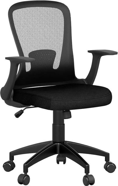 Costway Ergonomischer Drehstuhl mit hochklappbaren Armlehnen in Schwarz für Home-Office und Erwachsene - Bild 1