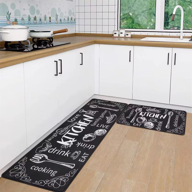 Vikama Kristall Flor Teppich Schwarz, Waschbar und Rutschfest, Bodenmatte für Bad und Küche, B/T: 60 x 40 cm - Bild 5