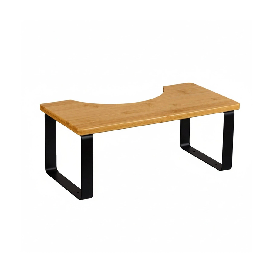 Relaxdays Toilettenhocker aus Bambus und Eisen in Natur und Schwarz, rutschfest, B/T/H: 44,5 x 23 x 18 cm - Bild 2