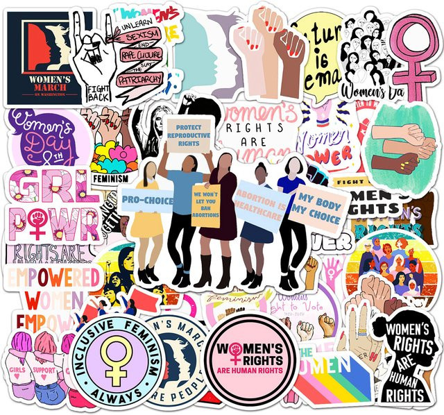Rspctou Feministische Unterstützung Frauen Cartoon Graffiti Aufkleber, Wasserdicht, Multicolour - Bild 1