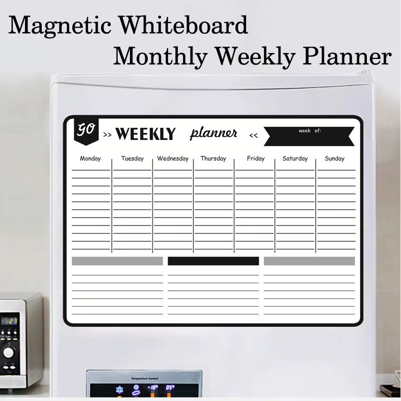 Magnetischer Monats- und Wochenplaner in Weiß, trocken abwischbarer Whiteboard-Kalender im A3-Format als Tischtafel oder Kühlschrankaufkleber - Bild 2