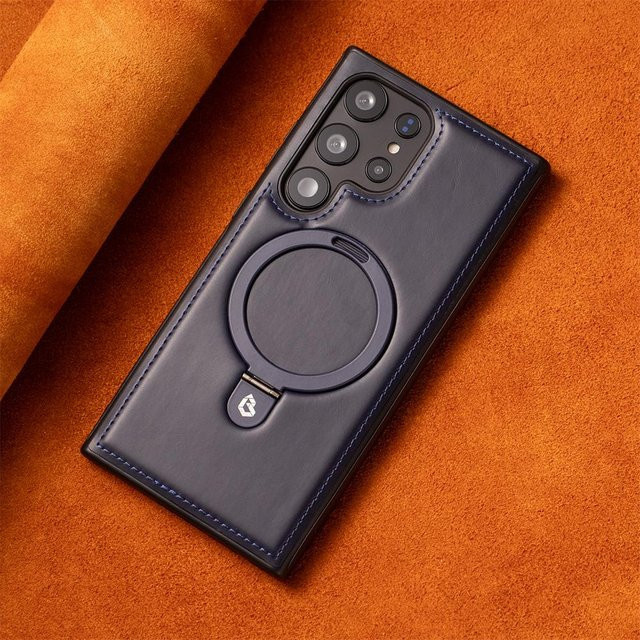 Business Retro Lederhülle mit Magnet für Samsung Galaxy S25 S24 S23 S22 Plus A15 in Blau mit kabellosem Laden und stoßfestem Schutz - Bild 1