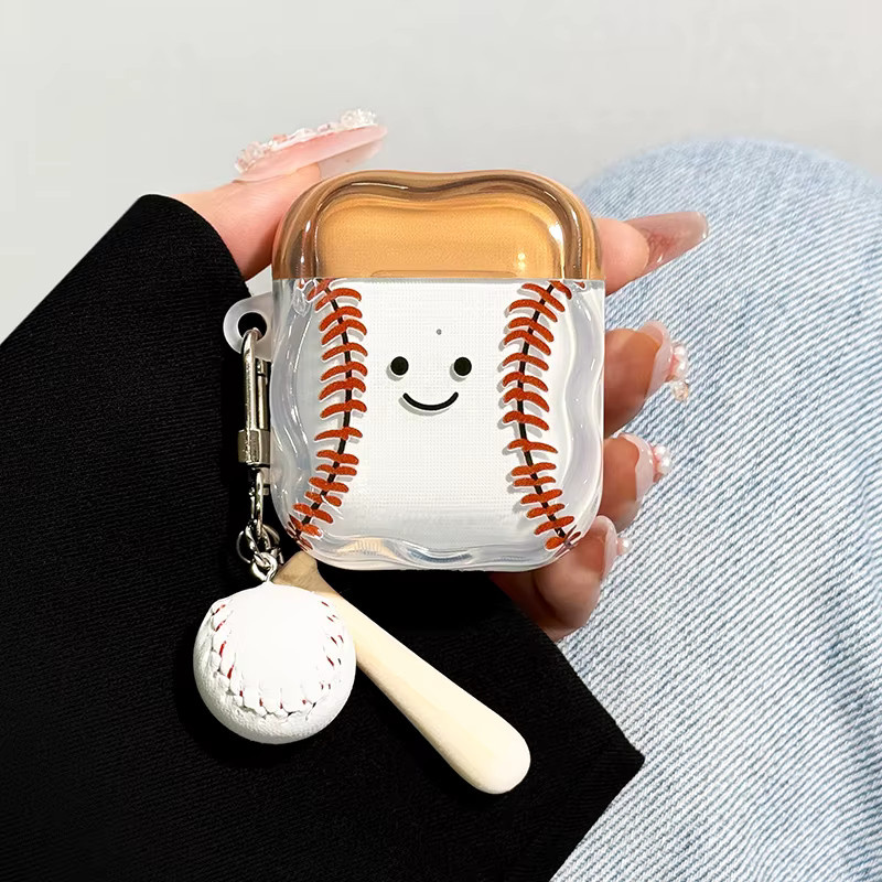 3D-Baseball Kopfhörer-Hülle für AirPods 4 und AirPods Pro 1 2 3 in Weiß - Bild 2