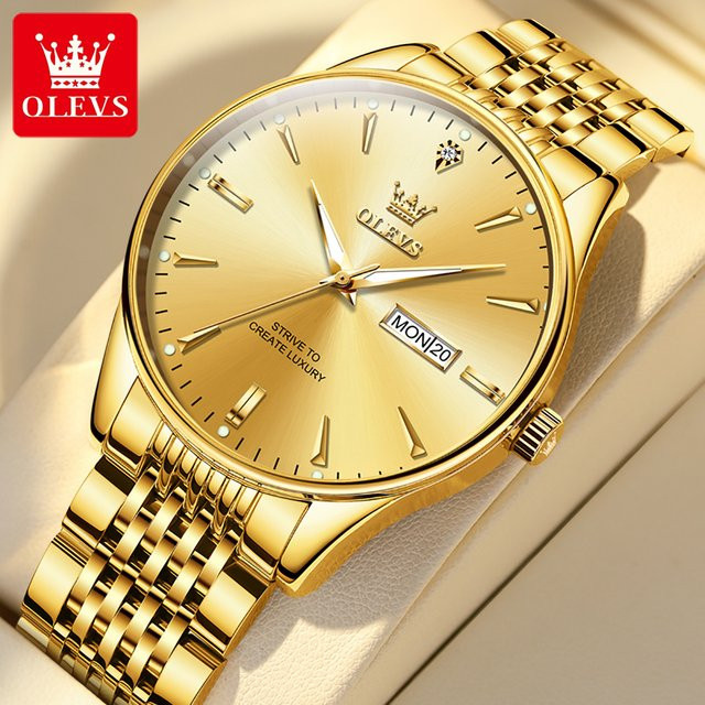 OLEVS Armbanduhr Quarz, Edelstahl, Roségold, Herren - Bild 1