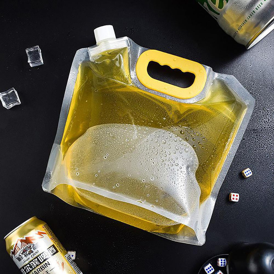 Freedom Outdoors Faltbarer Bierbeutel Transparent, Tragbarer Stand-Up-Kunststoffbeutel für Saft und Milch, 3l - Bild 3